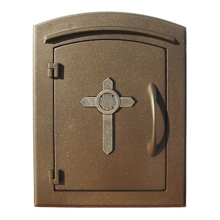Qualarc Drop Chute Mailbox w/"Decorative Cross Logo" Faceplate, Bronze MAN-S-1403-BZ